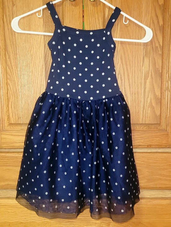Other - Old Navy Little Girl's Dress, Size 4T. Navy With White Polkadots
